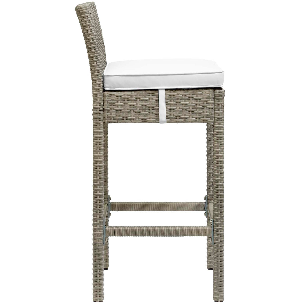 Condura Alfresco Woven Bar Stool Set of 2, Light Gray & White
