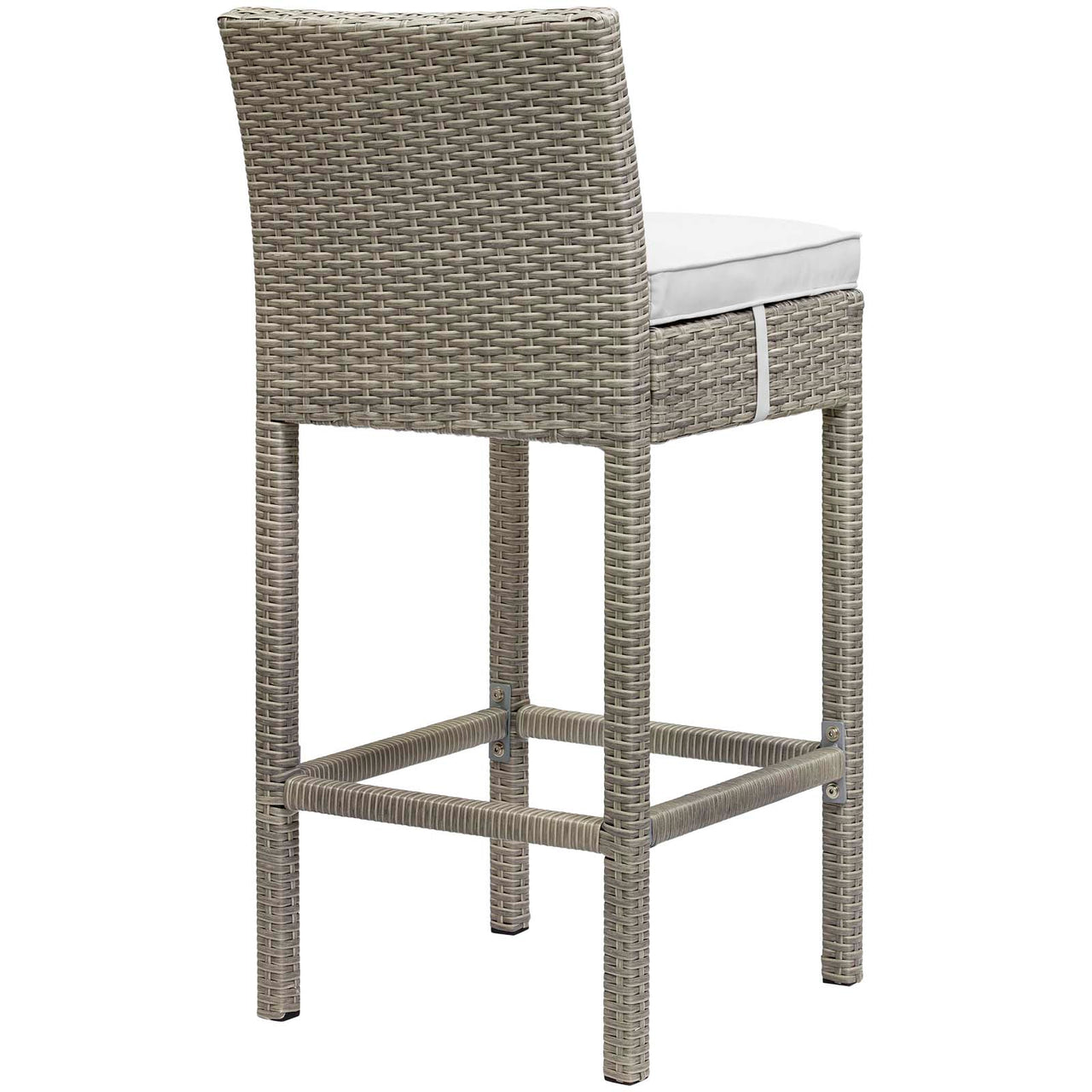 Condura Alfresco Woven Bar Stool Set of 2, Light Gray & White
