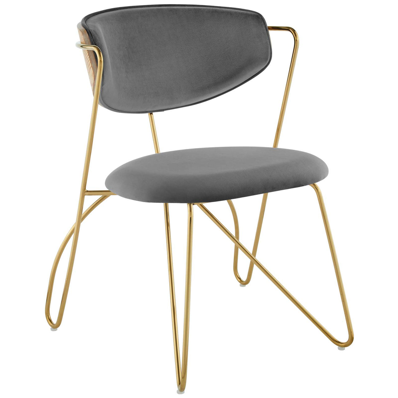 Entwine Velvet Dining Chair, Gold & Gray