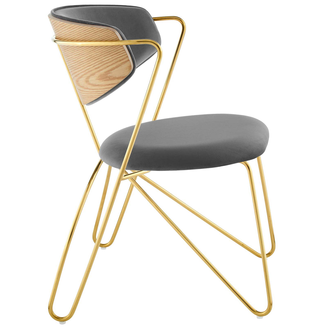 Entwine Velvet Dining Chair, Gold & Gray