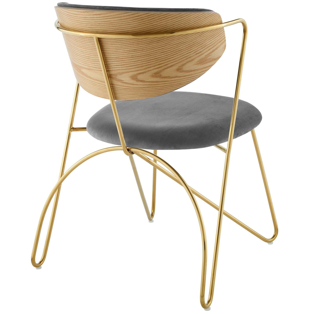 Entwine Velvet Dining Chair, Gold & Gray