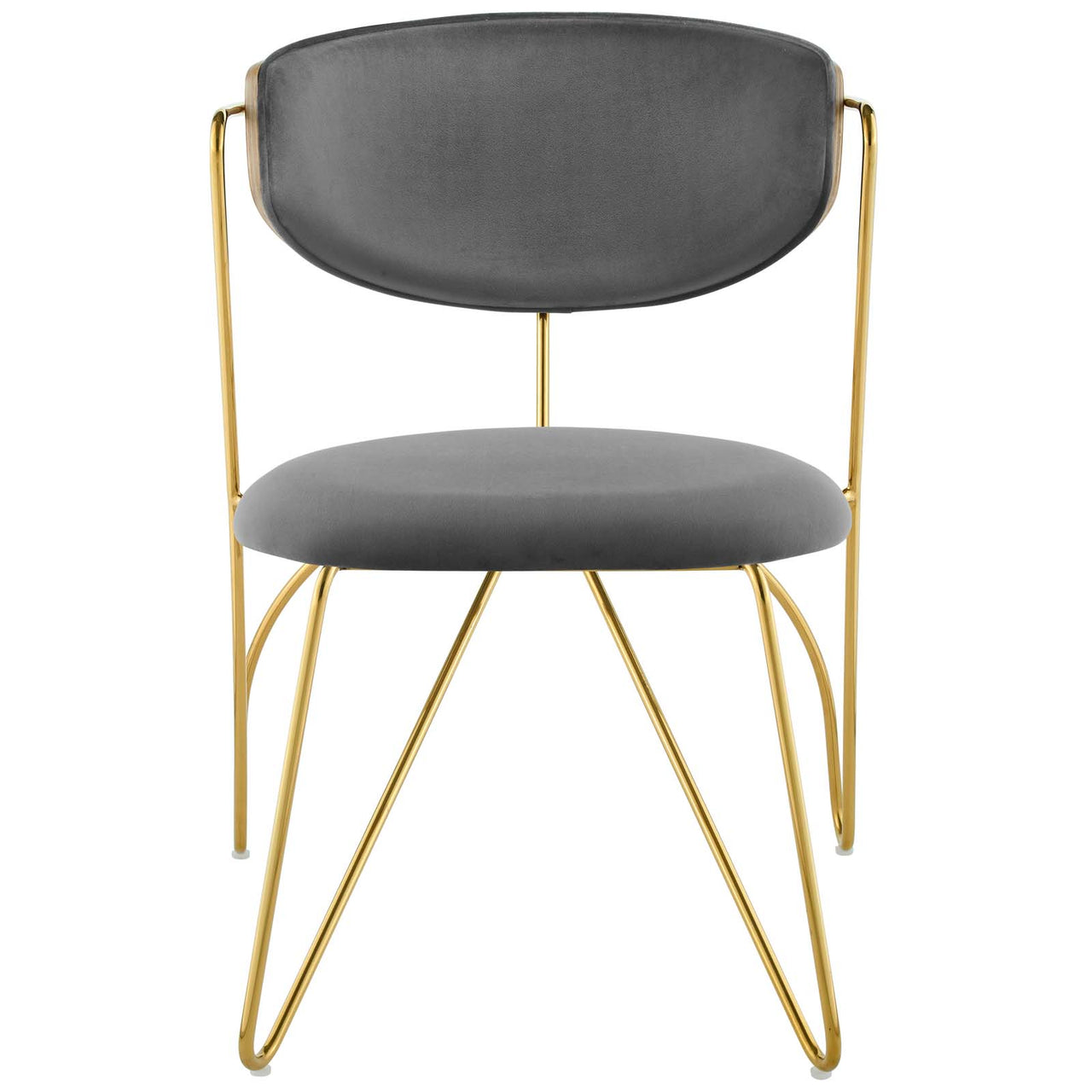 Entwine Velvet Dining Chair, Gold & Gray