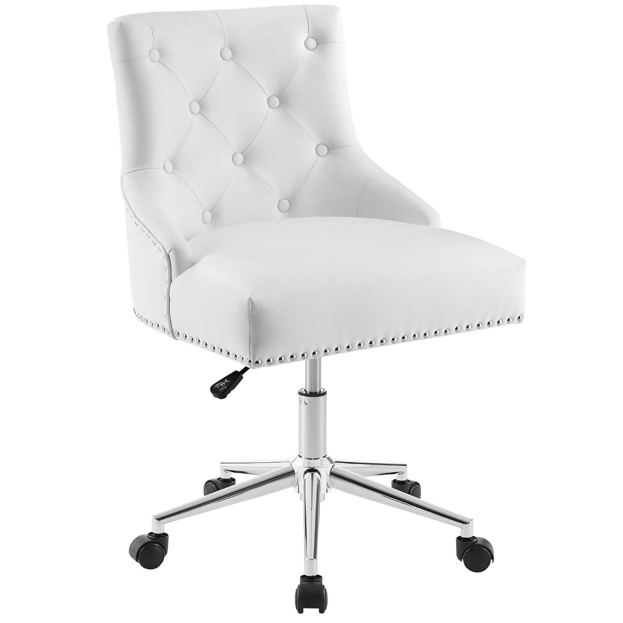 Cavell Button Swivel Faux Leather Office Chair, White
