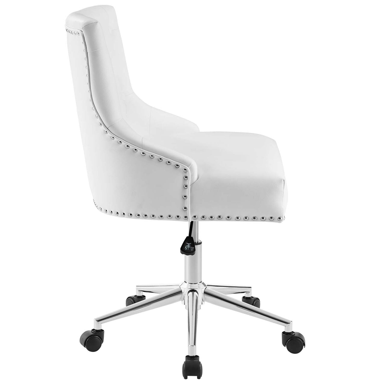 Cavell Button Swivel Faux Leather Office Chair, White