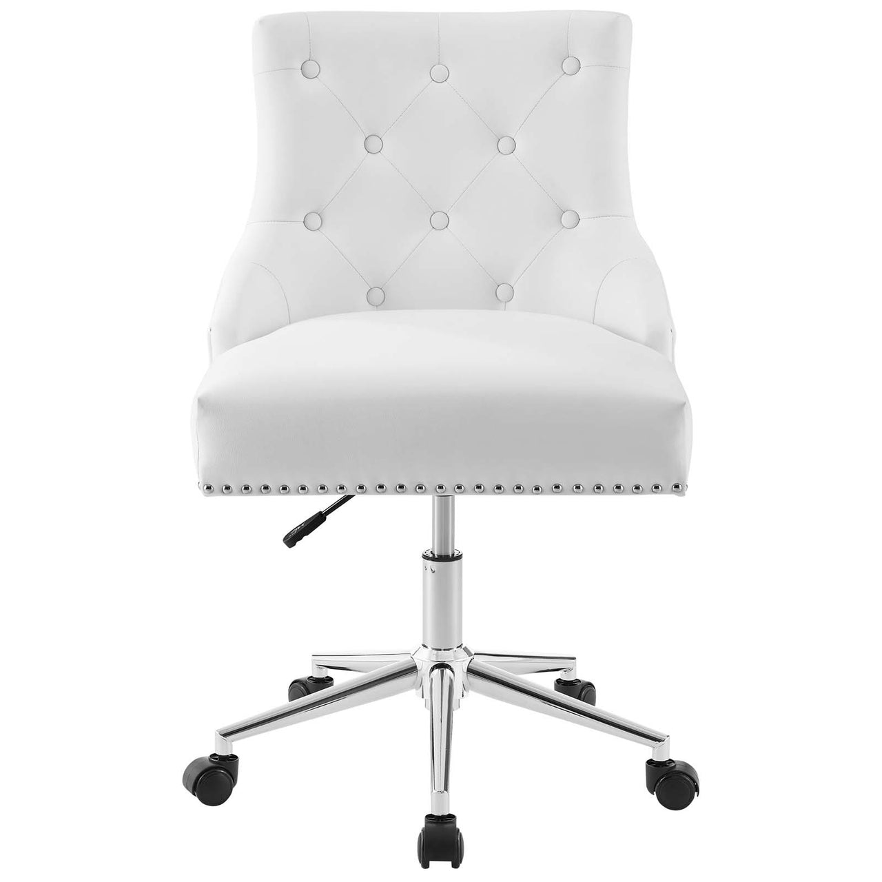 Cavell Button Swivel Faux Leather Office Chair, White