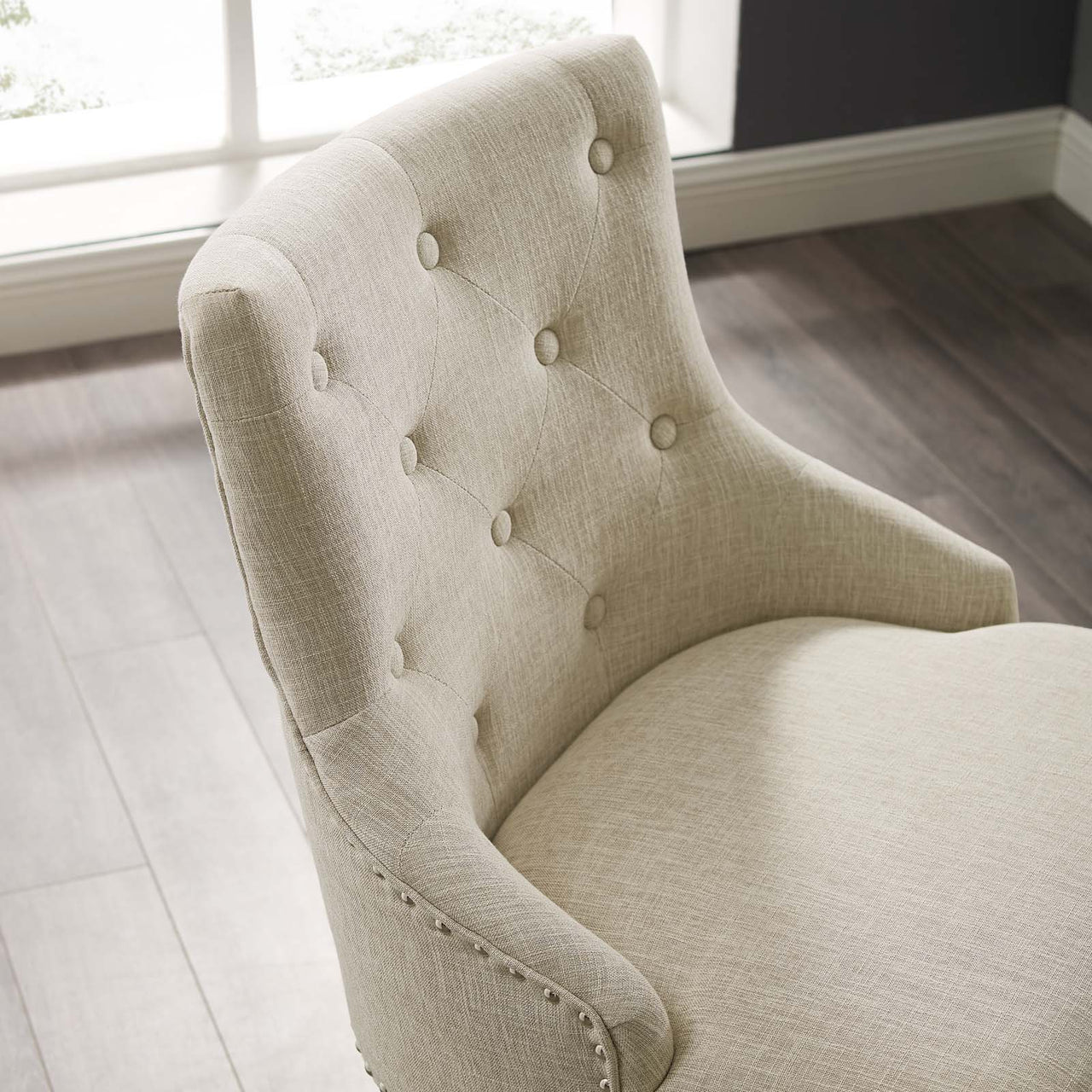 Cavell Button Swivel Fabric Office Chair, Beige