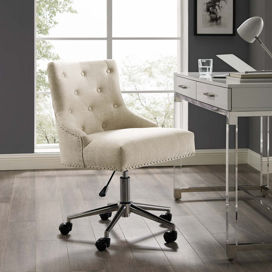 Cavell Button Swivel Fabric Office Chair, Beige