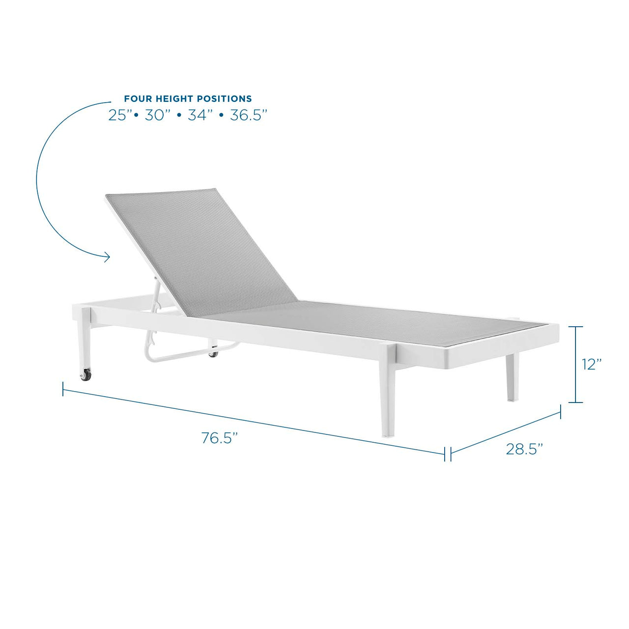 Charles Alfresco Chaise Lounge Chair, White & Gray