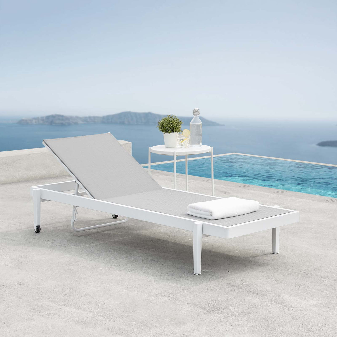 Charles Alfresco Chaise Lounge Chair, White & Gray