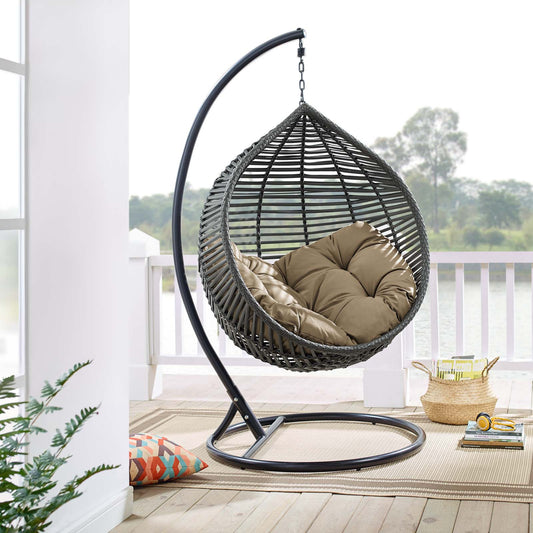 Cocoon Teardrop Alfresco Swing Chair, Gray & Mocha