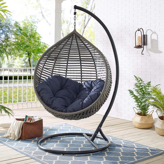 Cocoon Teardrop Alfresco Swing Chair, Gray & Navy