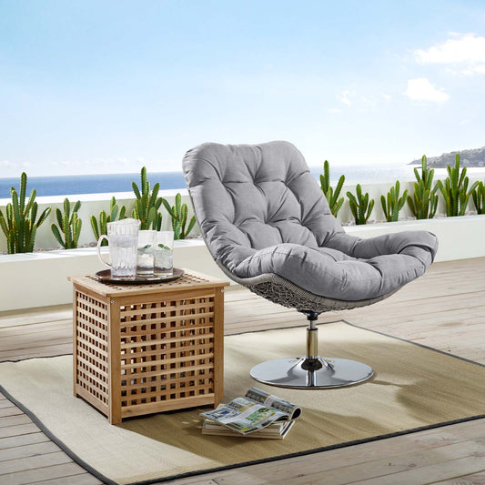 Bevran Alfresco Lounge Chair w/ Swivel, Light Gray & Gray