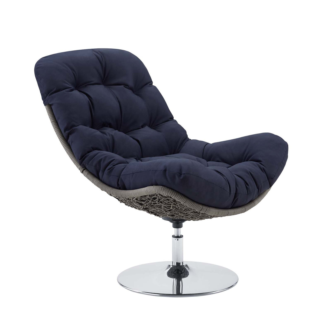 Bevran Alfresco Lounge Chair w/ Swivel, Light Gray & Navy