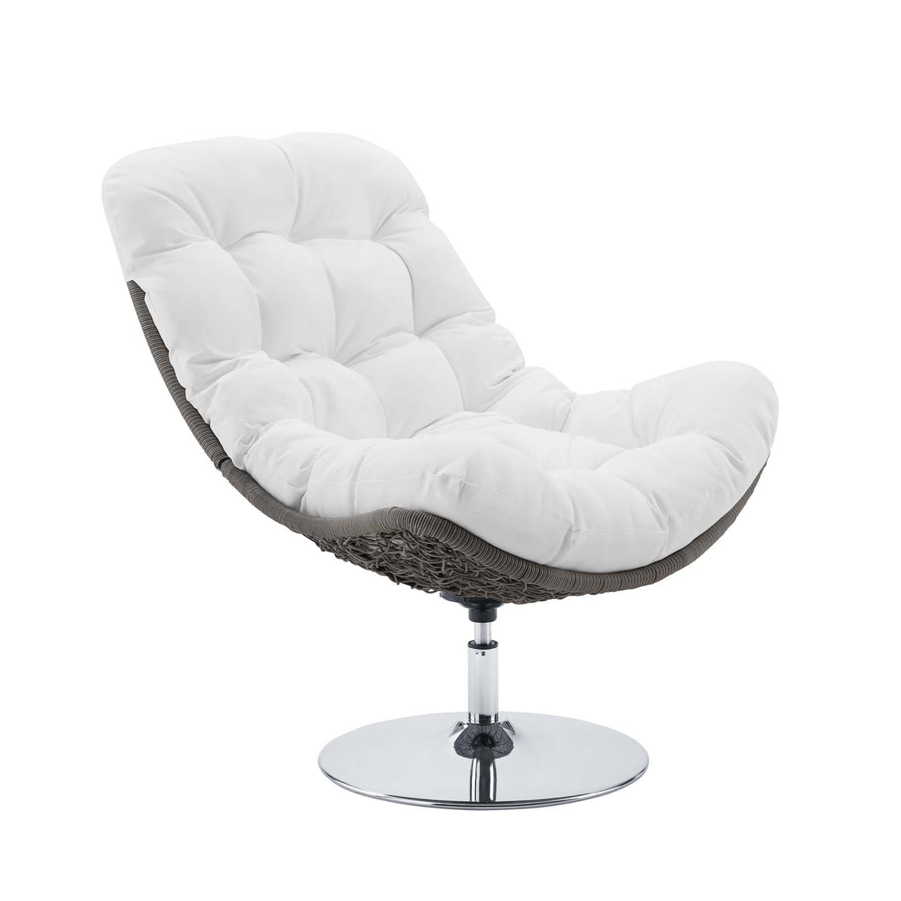 Bevran Alfresco Lounge Chair w/ Swivel, Light Gray & White