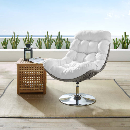 Bevran Alfresco Lounge Chair w/ Swivel, Light Gray & White