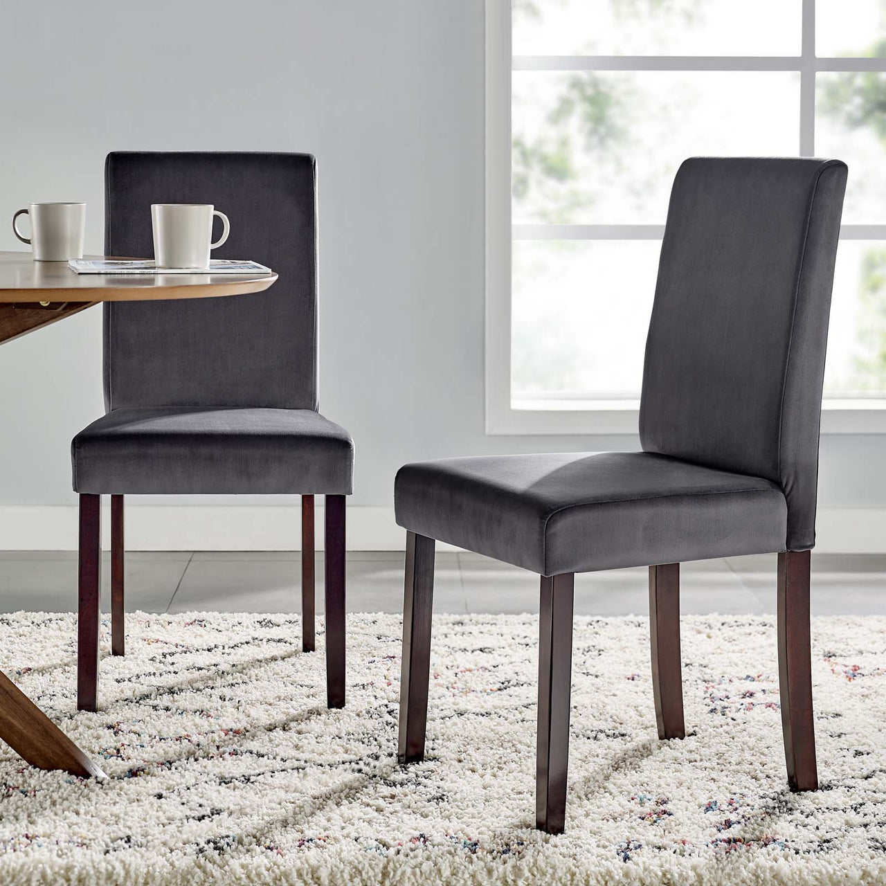 Regale Velvet Dining Chair Set of 2, Gray