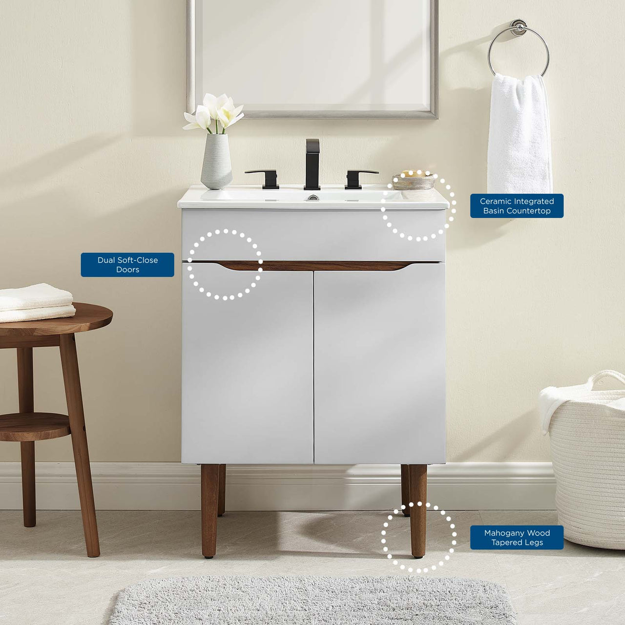 Arwyn Vanity Unit, Gray & White