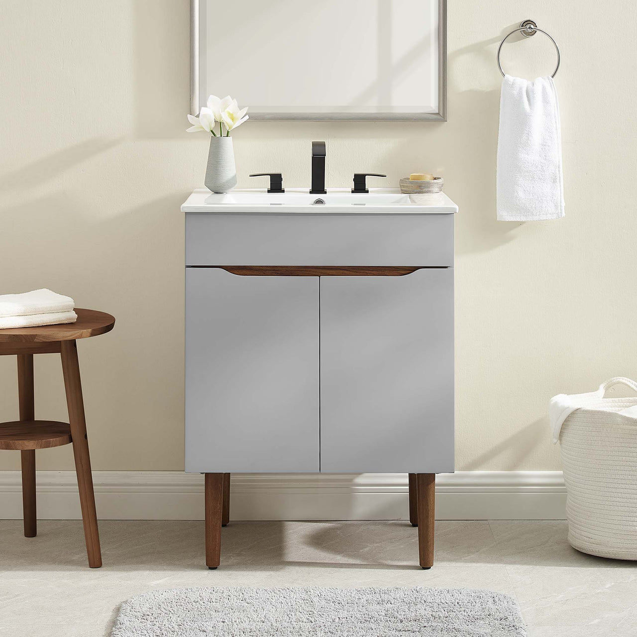 Arwyn Vanity Unit, Gray & White