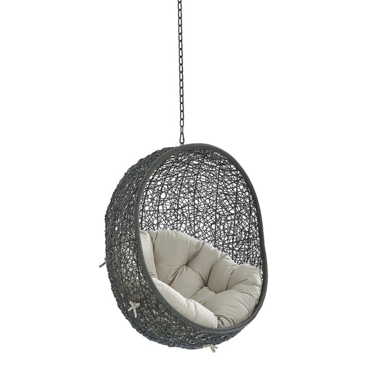 Shell Sunbrella® Fabric Alfresco Lounge Chair Swing w/o Stand, Gray & Beige
