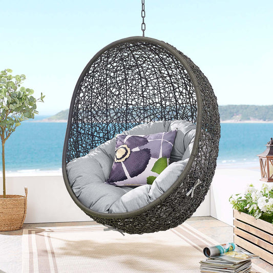 Hide Sunbrella® Fabric Swing Outdoor Patio Lounge Chair Without Stand, Gray & Gray