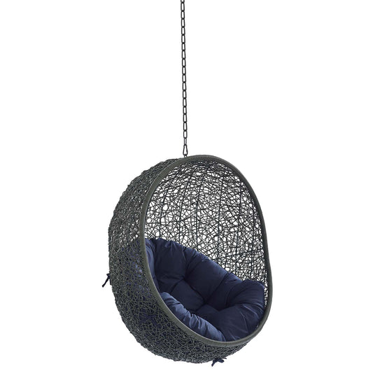 Shell Sunbrella® Fabric Alfresco Lounge Chair Swing w/o Stand, Gray & Navy