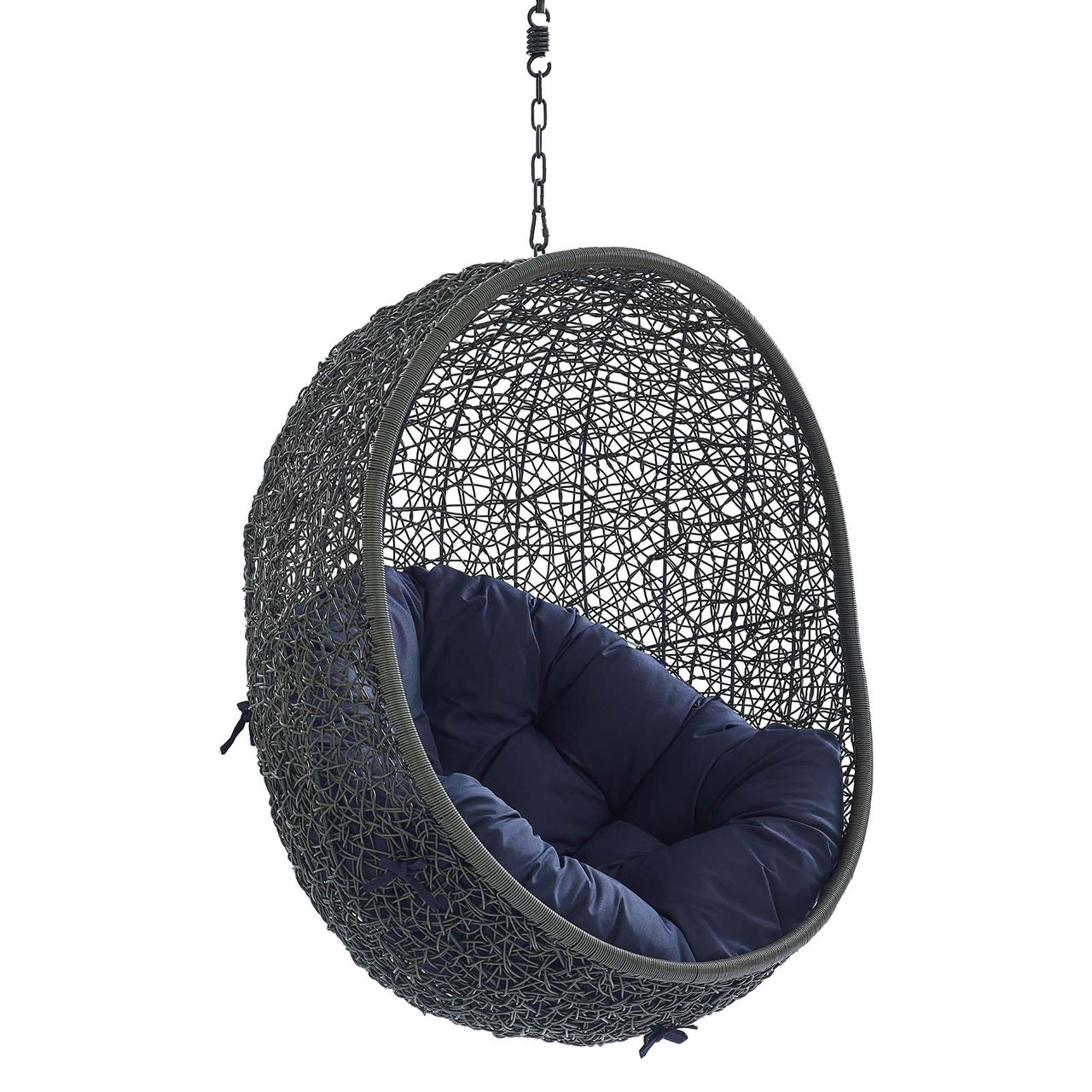 Shell Sunbrella® Fabric Alfresco Lounge Chair Swing w/o Stand, Gray & Navy