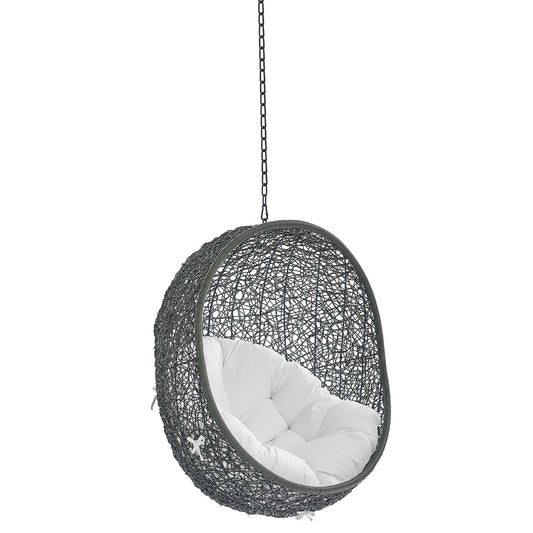 Shell Sunbrella® Fabric Alfresco Lounge Chair Swing w/o Stand, Gray & White