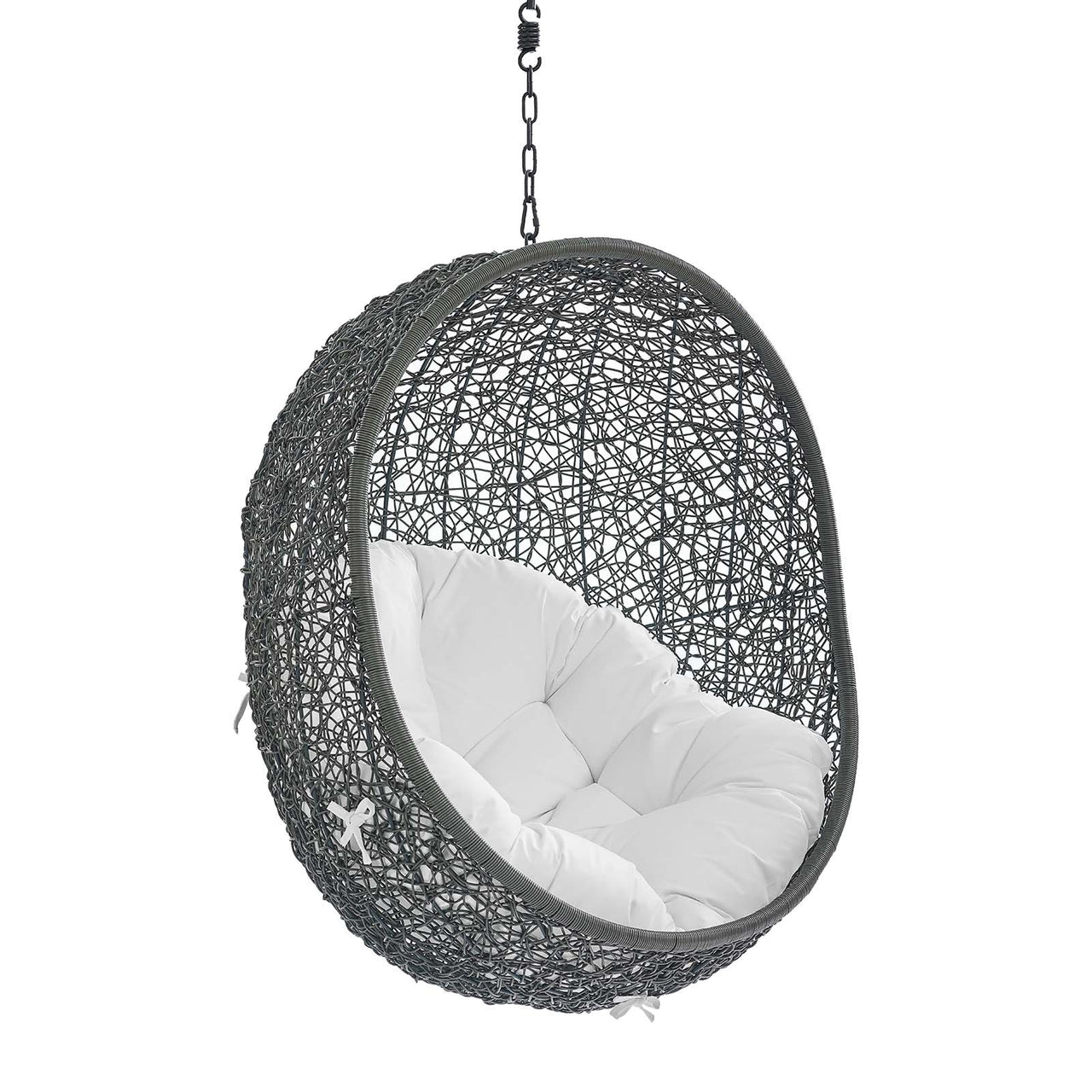 Shell Sunbrella® Fabric Alfresco Lounge Chair Swing w/o Stand, Gray & White