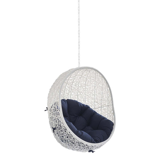 Shell Sunbrella® Fabric Alfresco Lounge Chair Swing w/o Stand, White & Navy