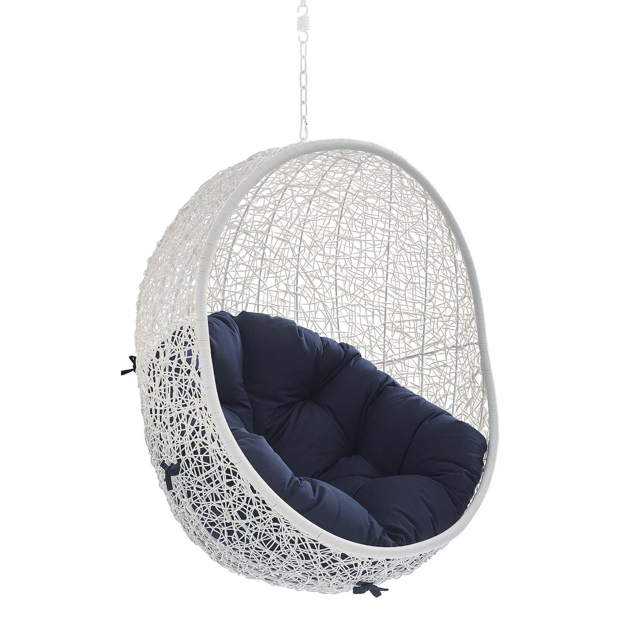 Shell Sunbrella® Fabric Alfresco Lounge Chair Swing w/o Stand, White & Navy