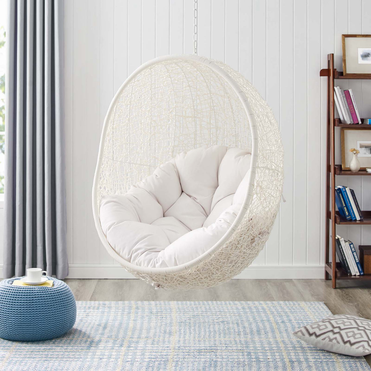 Shell Sunbrella® Fabric Alfresco Lounge Chair Swing w/o Stand, White