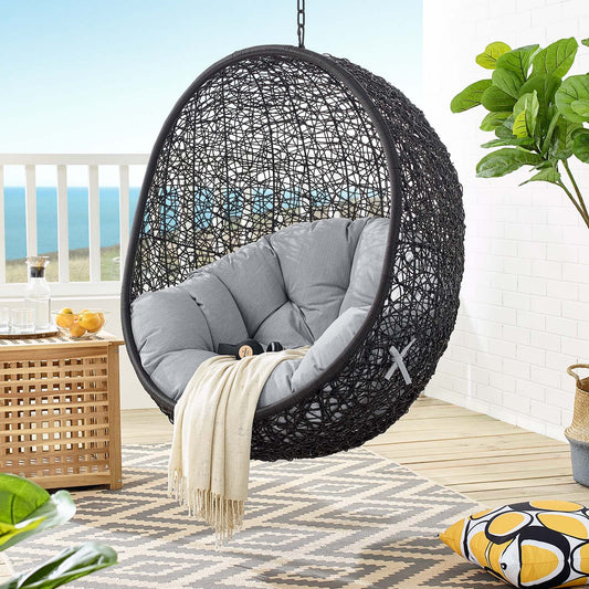 Encase Sunbrella® Fabric Swing Outdoor Patio Lounge Chair Without Stand, Black & Gray