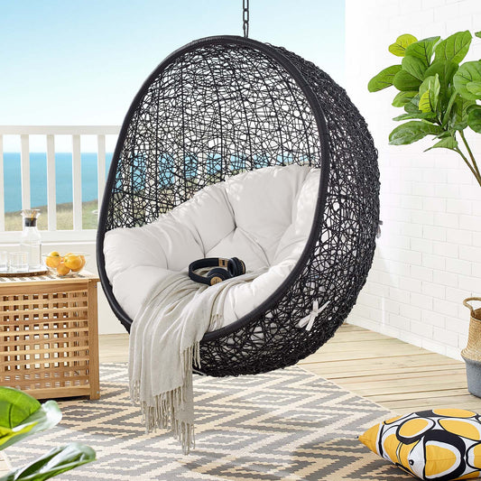 Chrysalis Luxe Sunbrella® Fabric Alfresco Lounge Chair Swing w/o Stand, Black & White