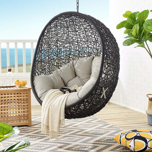 Chrysalis Swing Alfresco Lounge Chair w/o Stand, Black & Beige