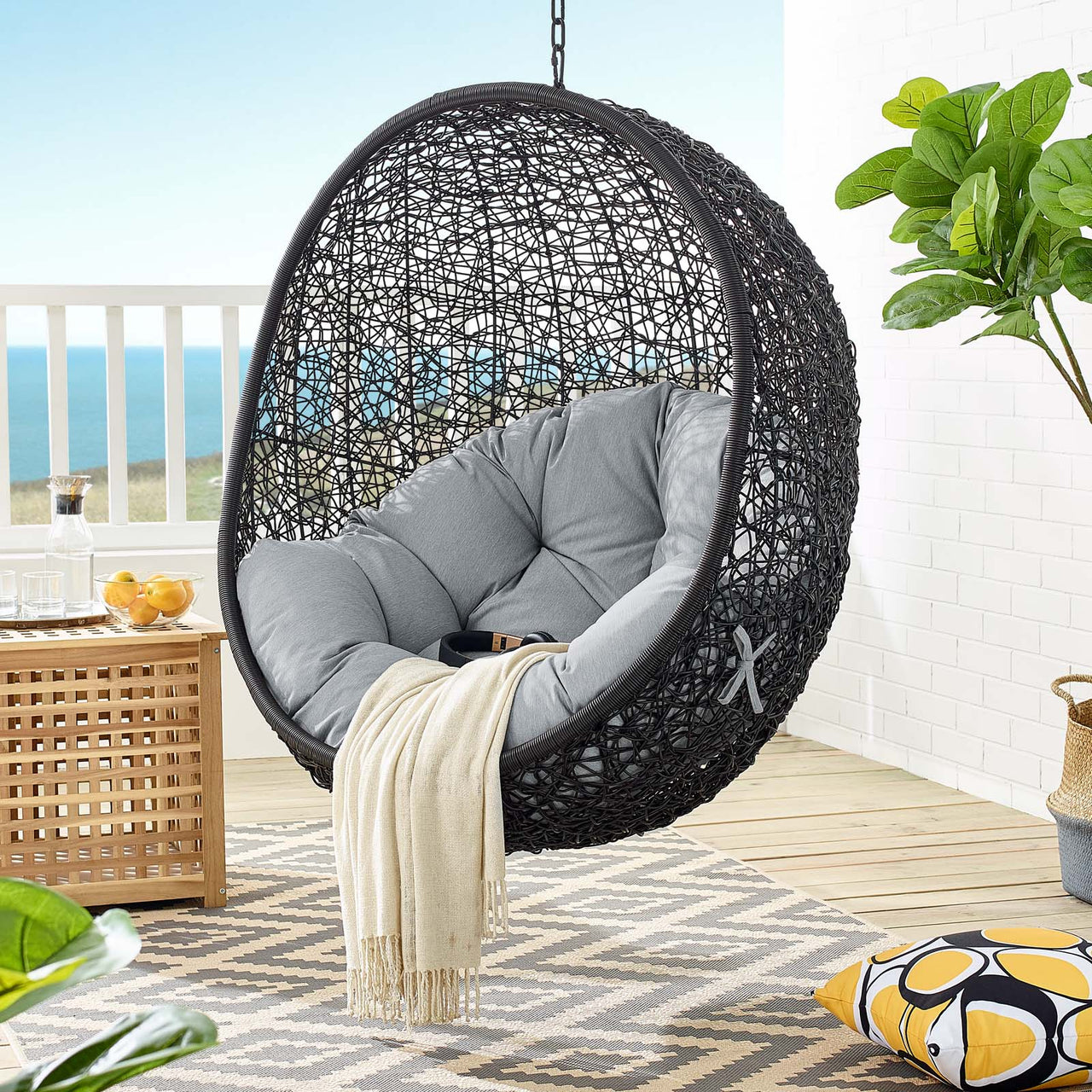 Chrysalis Swing Alfresco Lounge Chair w/o Stand, Black & Gray