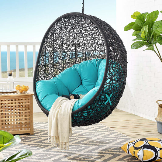 Chrysalis Swing Alfresco Lounge Chair w/o Stand, Black & Turquoise