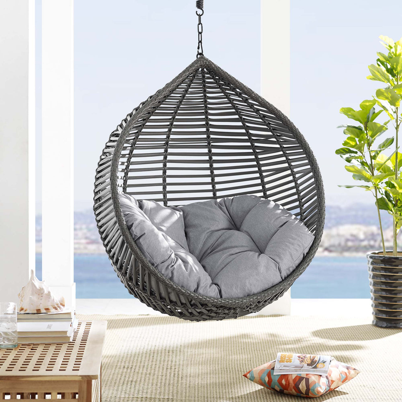 Cocoon Teardrop Alfresco Swing Chair w/o Stand, Gray