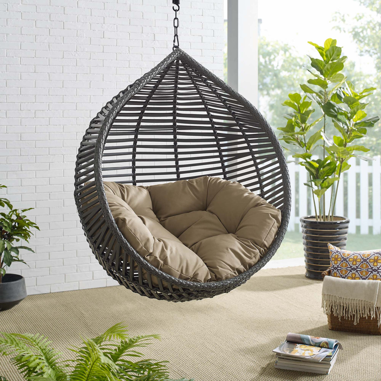 Cocoon Teardrop Alfresco Swing Chair w/o Stand, Gray & Mocha