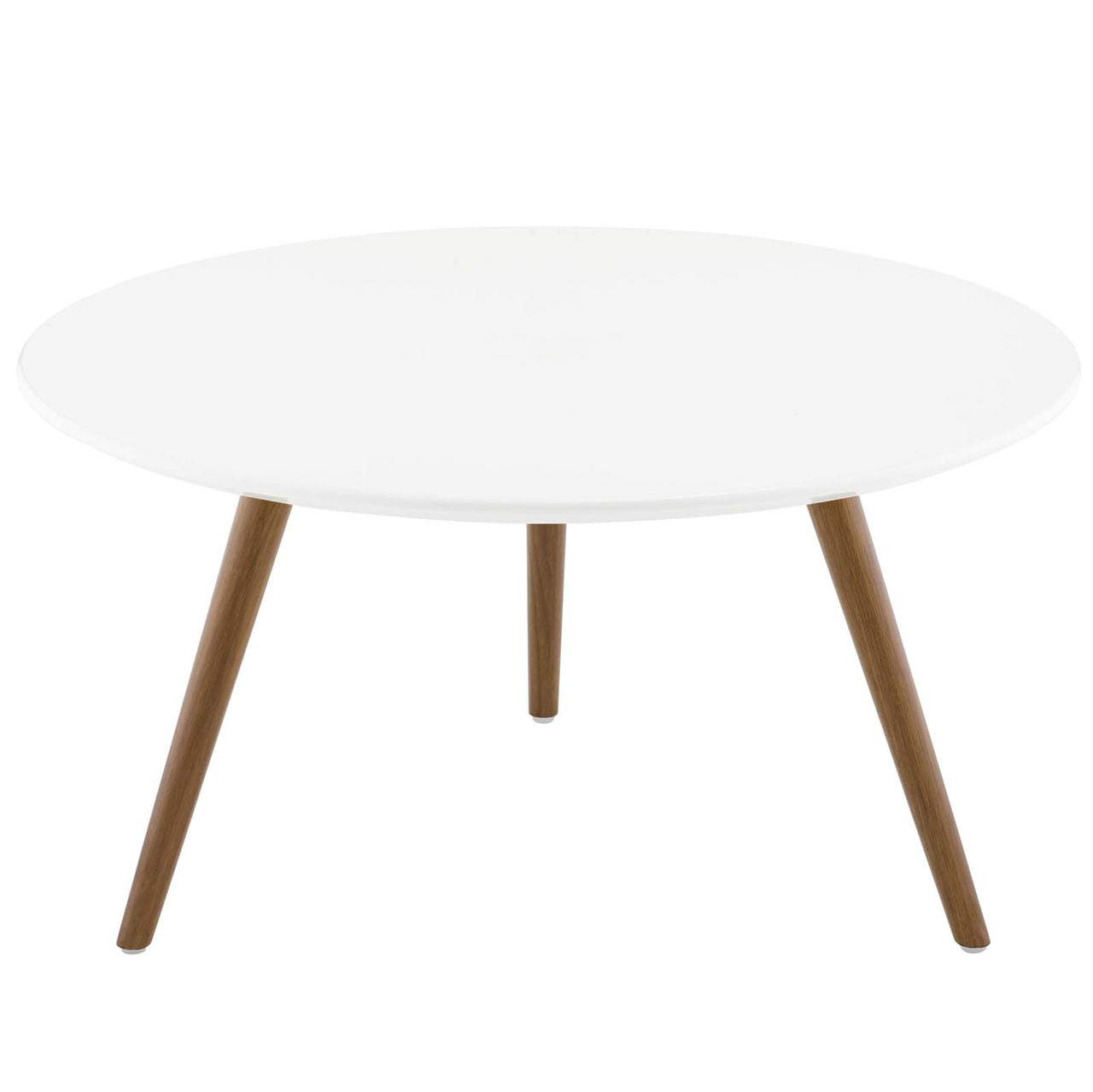 Ensemble Round Coffee Table with Tripod Base, Small, Walnut & White