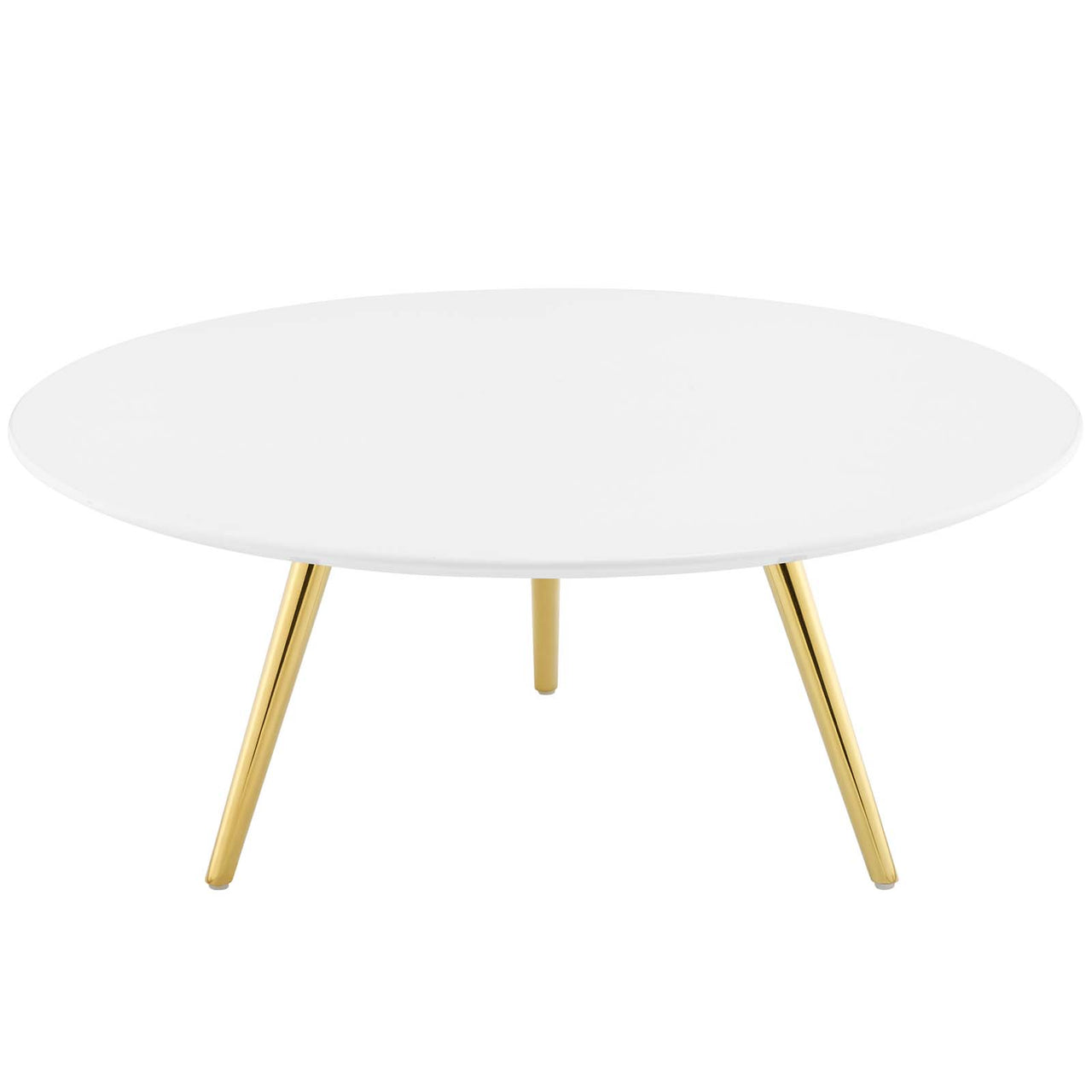 Ensemble Round Coffee Table with Tripod Base, Medium, Gold & White