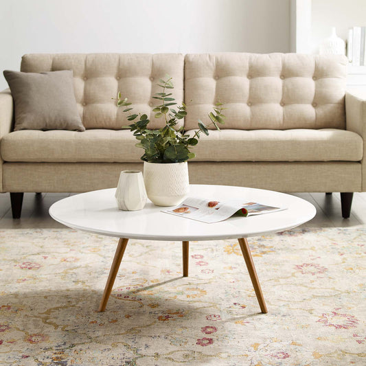 Ensemble Round Coffee Table with Tripod Base, Large, Walnut & White