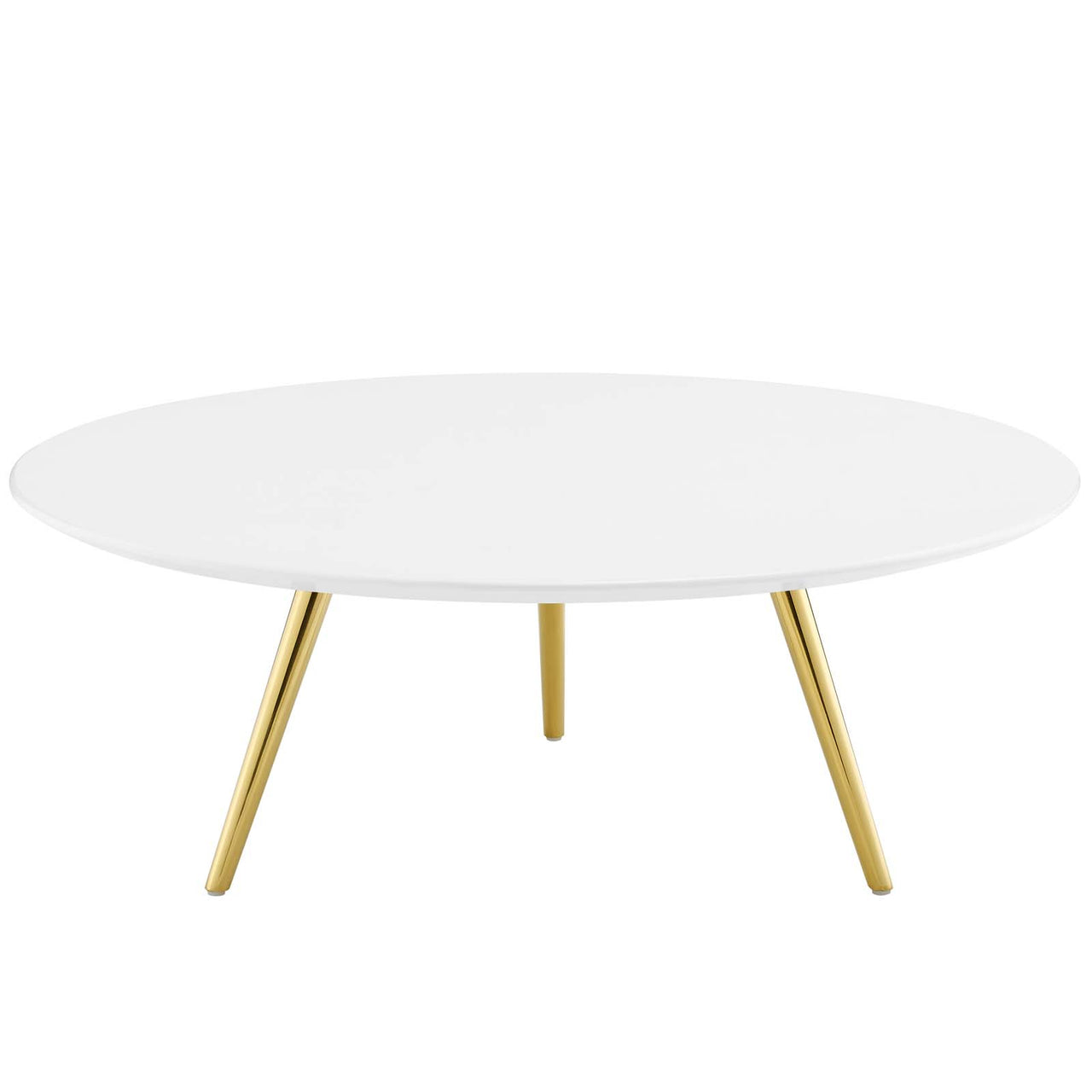 Ensemble Round Coffee Table with Tripod Base, Large, Gold & White