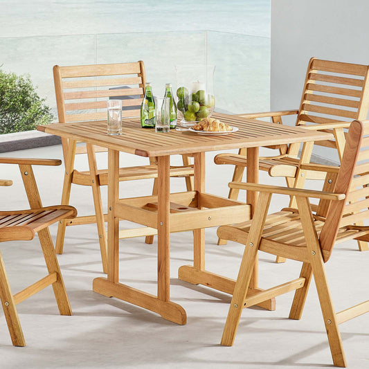 Evelora Square Alfresco Dining Table, Natural Wood