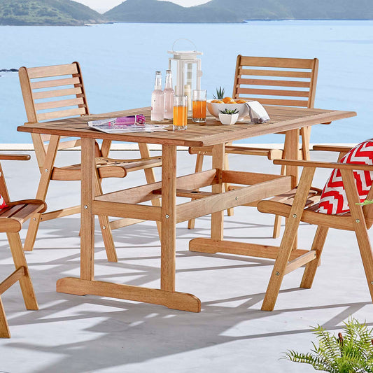 Evelora Rectangle Alfresco Dining Table, Natural Wood