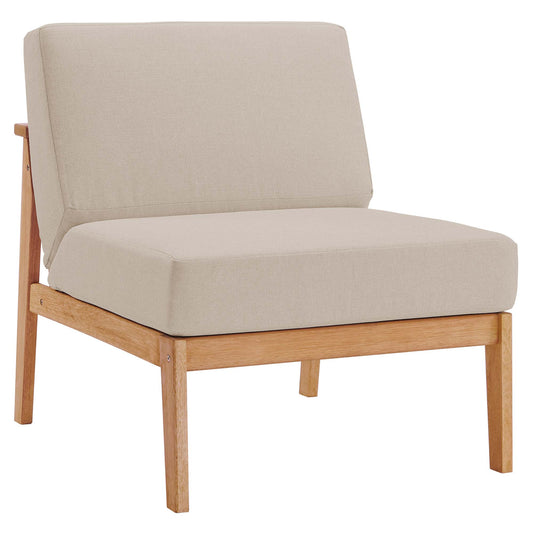 Edrissa Alfresco Armless Chair | Outdoor Modular Sectional Component, Natural Wood & Taupe