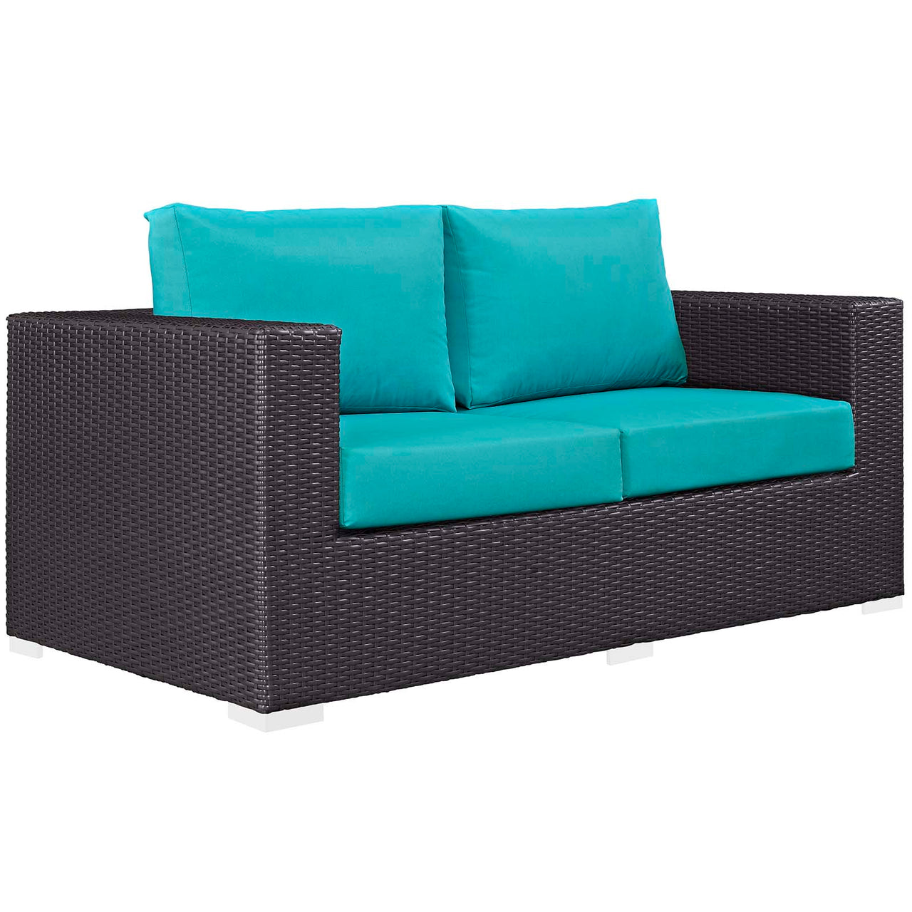 Conversation 4-Piece Set Alfresco with Fire Pit, Espresso & Turquoise