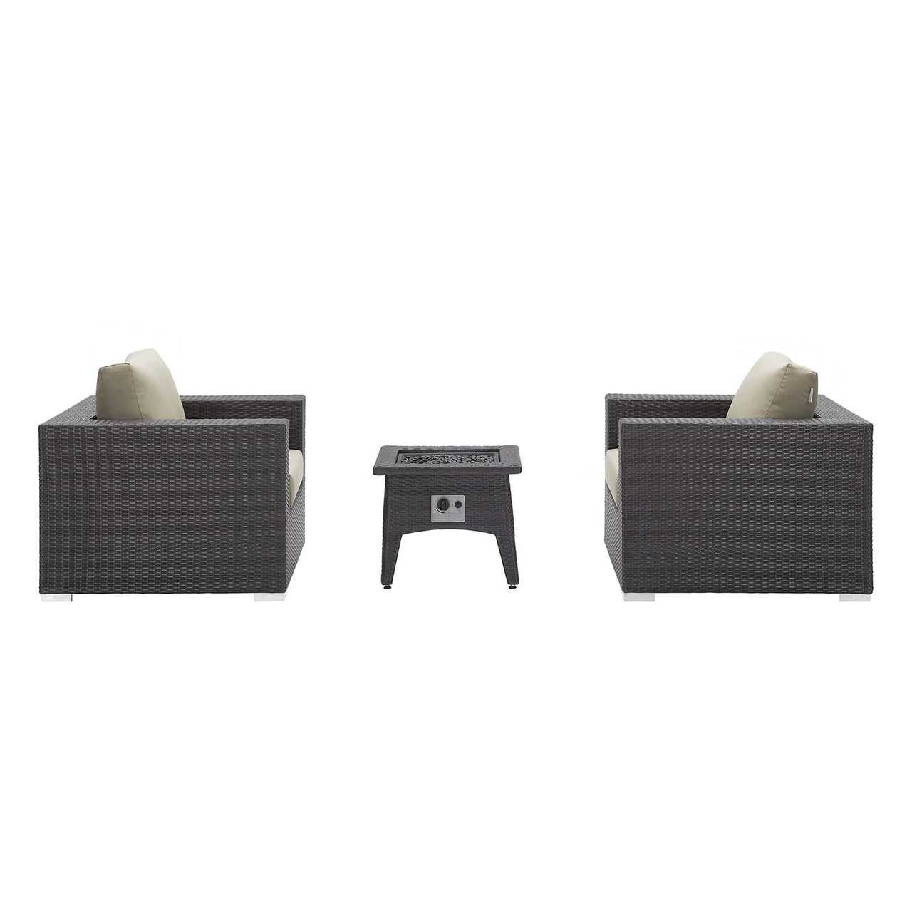 Conversation 3-Piece Set Alfresco with Fire Pit, Espresso & Beige