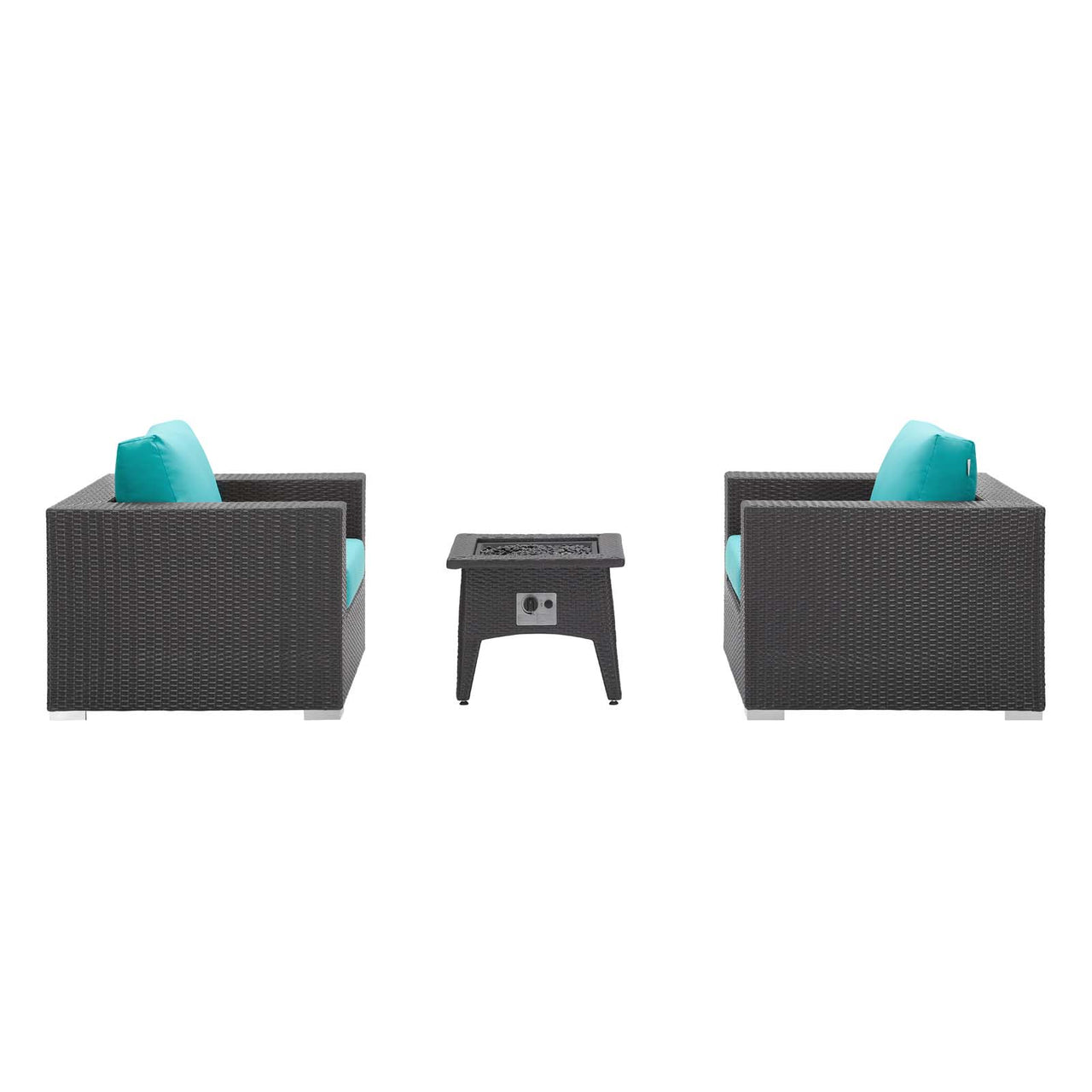 Conversation 3-Piece Set Alfresco with Fire Pit, Espresso & Turquoise