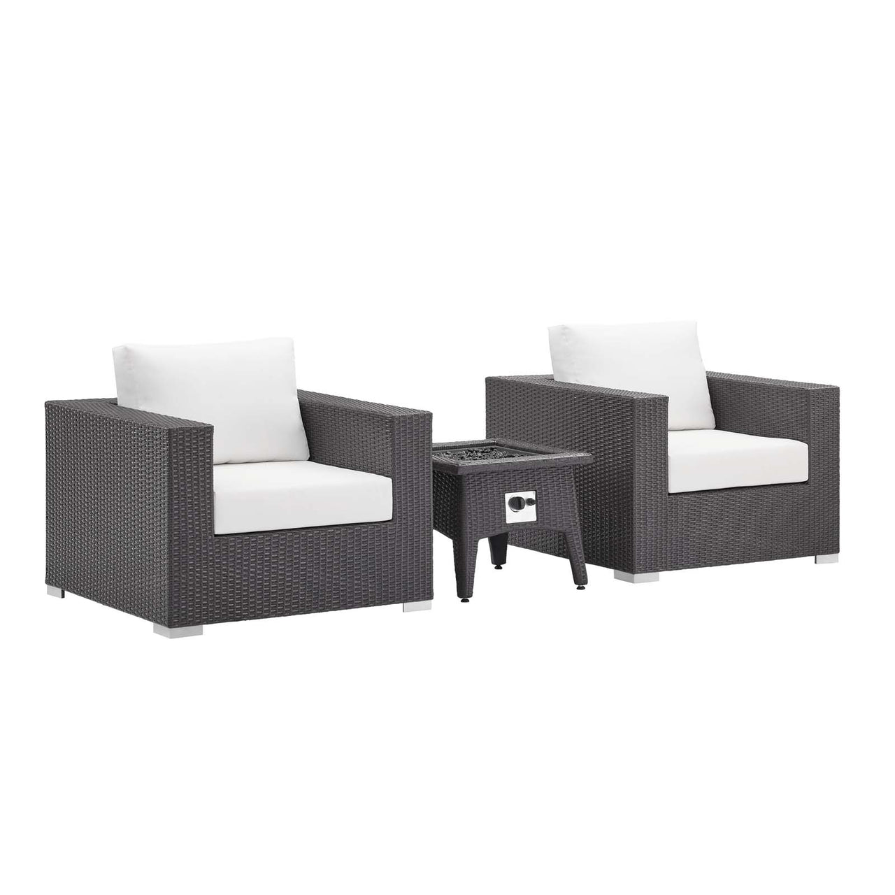 Conversation 3-Piece Set Alfresco with Fire Pit, Espresso & White