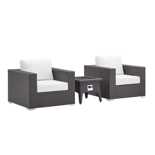 Conversation 3-Piece Set Alfresco with Fire Pit, Espresso & White